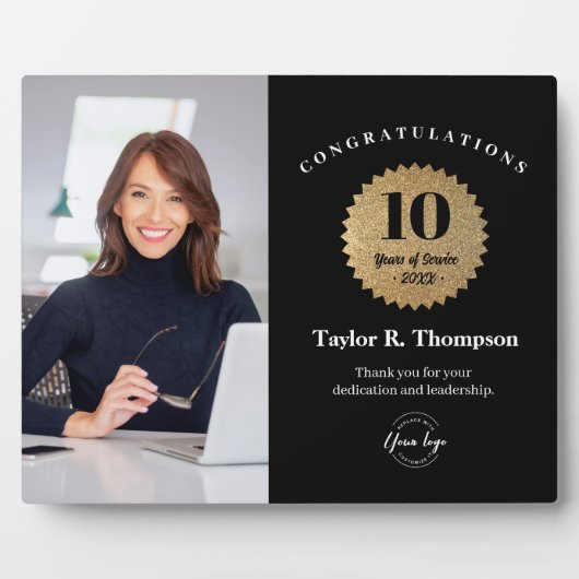 Custom Employee Recognition Photo 10 Year service  Fotoplaat (Voorkant)