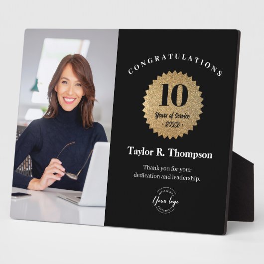 Custom Employee Recognition Photo 10 Year service Fotoplaat (Zijkant)