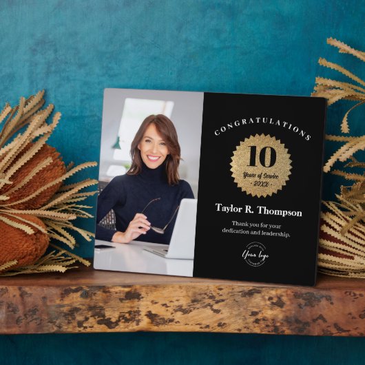 Custom Employee Recognition Photo 10 Year service  Fotoplaat (Zijkant)