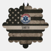 Custom EMS Thin White Line American Flag Ornament Kaart (Achterkant)