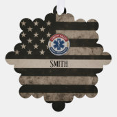 Custom EMS Thin White Line American Flag Ornament Kaart (Voorkant)