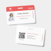 Custom EMT ID Badge Template | Emergency Medical  (Voor- en achterkant)