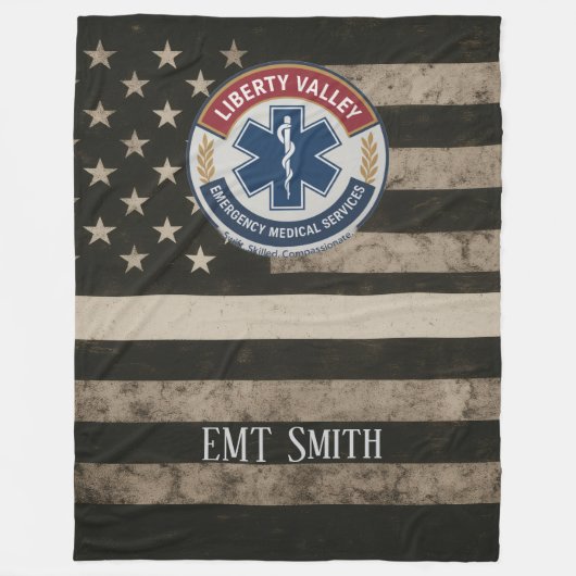Custom EMT Thin White Line Blanket Fleece Deken (Voorkant)
