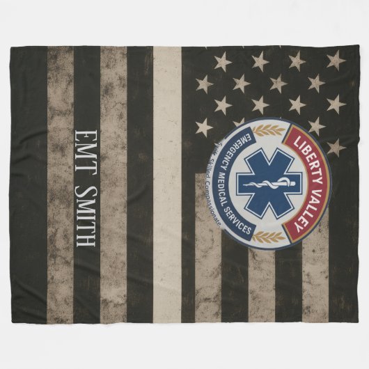 Custom EMT Thin White Line Blanket Fleece Deken (Voorkant (Horizontaal))