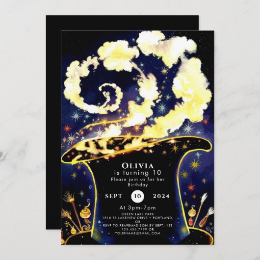 Custom Enchanted Wand Wizard Verjaardag Kaart (Voorkant / Achterkant)