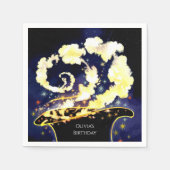 Custom Enchanted Wand Wizard Verjaardag Servet (Voorkant)