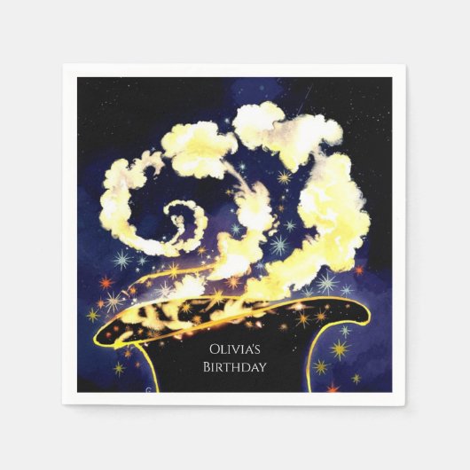 Custom Enchanted Wand Wizard Verjaardag Servet (Voorkant)