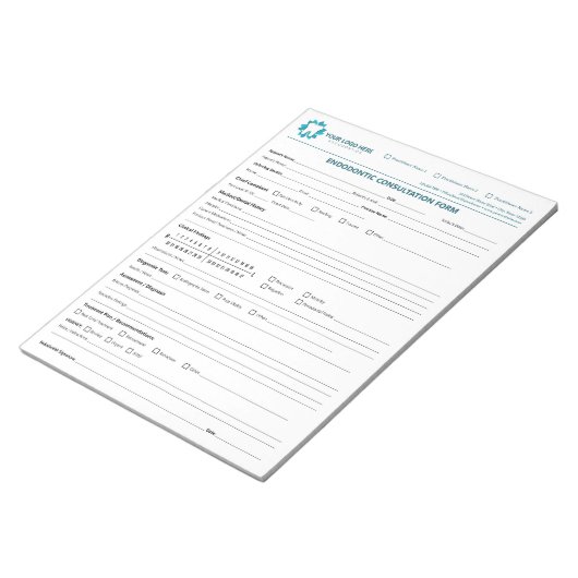 Custom Endodontic Consultation Form Notitieblok (Schuin)