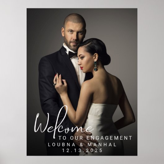 Custom Engagement Photo Welcome Sign Poster (Voorkant)