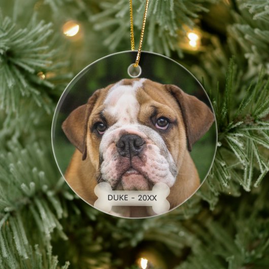 Custom Engels Bulldog hond foto Keramisch Ornament (Boom)