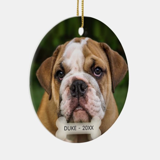 Custom Engels Bulldog hond foto Keramisch Ornament (Rechts)