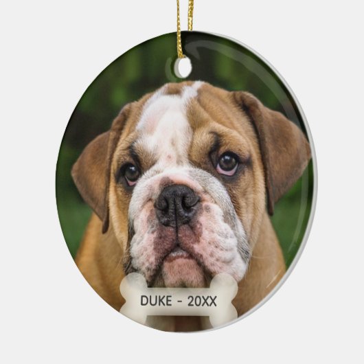Custom Engels Bulldog hond foto Keramisch Ornament (Links)