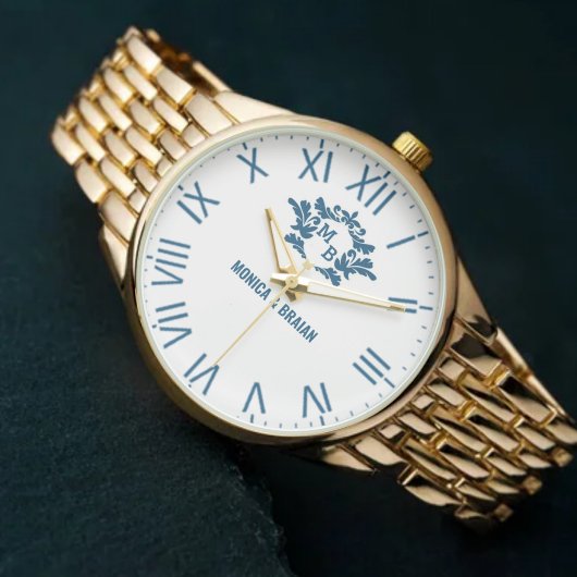 Custom Engraved Monogram Romantic Anniversary Gift Horloge