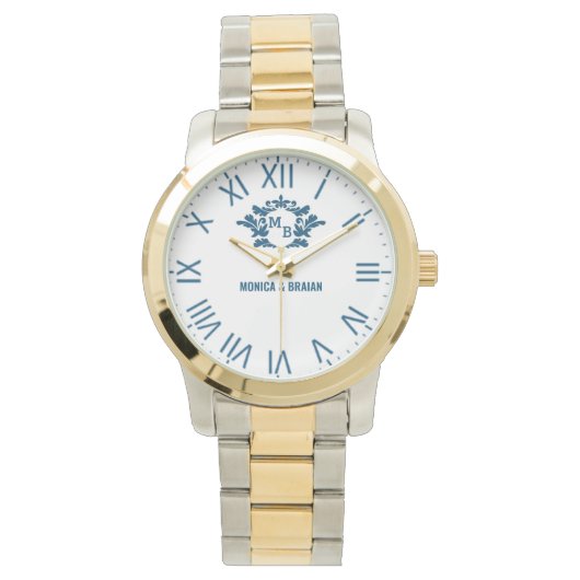 Custom Engraved Monogram Romantic Anniversary Gift Horloge (Voorkant)