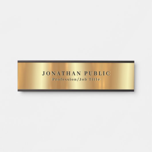 Custom erText Sjabloon Zwart & Goud Trendy Deurbordje (Voorkant)