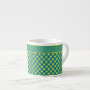 Custom Espresso Coffee Mok, Emerald, Blue Polka Kop
