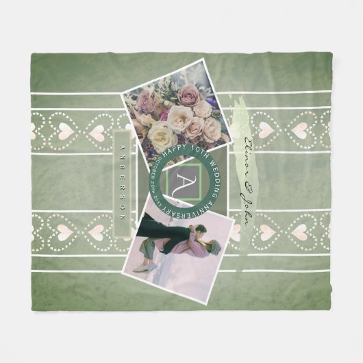 Custom Event 2 Custom Foto's Verweerde harten Fleece Deken (Voorkant (Horizontaal))