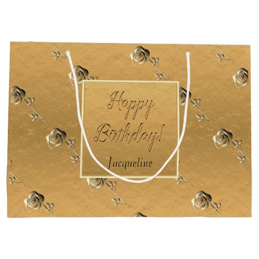 Custom Event 3D Rozen Golden Groot Cadeauzakje (Achterkant)