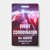 Custom Event Coordinator All Access Concern Pass B Badge (Back)