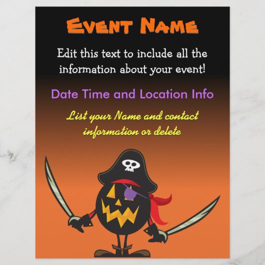 Custom Event Halloween Pirate Pumpkin Flyer (Voorkant)