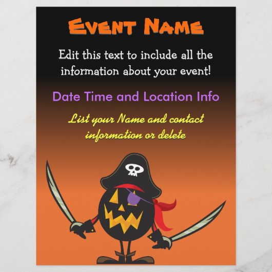 Custom Event Halloween Pirate Pumpkin Flyer (Achterkant)