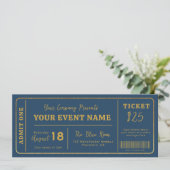 Custom Event Ticket, Concert Fake Ticket Goud Kaart (Staand voorkant)