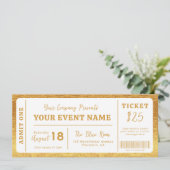 Custom Event Ticket Concert Fake Ticket Wit Goud Kaart (Staand voorkant)