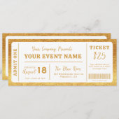 Custom Event Ticket Concert Fake Ticket Wit Goud Kaart (Voorkant / Achterkant)