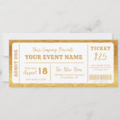 Custom Event Ticket Concert Fake Ticket Wit Goud Kaart (Voorkant)