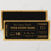 Custom Event Ticket Concert Fake Ticket Zwart Goud Kaart (Voorkant / Achterkant)
