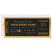 Custom Event Ticket Concert Fake Ticket Zwart Goud