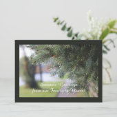 Custom Evergreen Landschap Natuur Foto Donkergroen Feestdagenkaart (Staand voorkant)