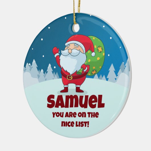 CUSTOM Ewn Message Funny KerstNice List Keramisch Ornament (Links)