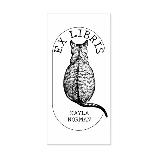 Custom Ex Libris Cat, Boek Rubberstempel (Afrduk)