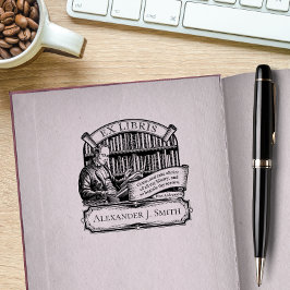 Custom Ex Libris Elegant  Classic Quote Rubberstempel