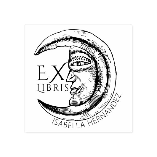 Custom Ex Libris  Mystical Moon Boek Rubberstempel (Afrduk)
