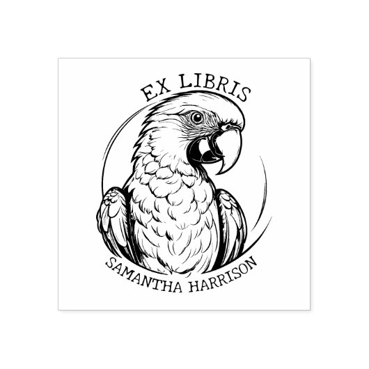 Custom Ex Libris Parrot Vogel, Bibliotheek Dier Rubberstempel (Afrduk)