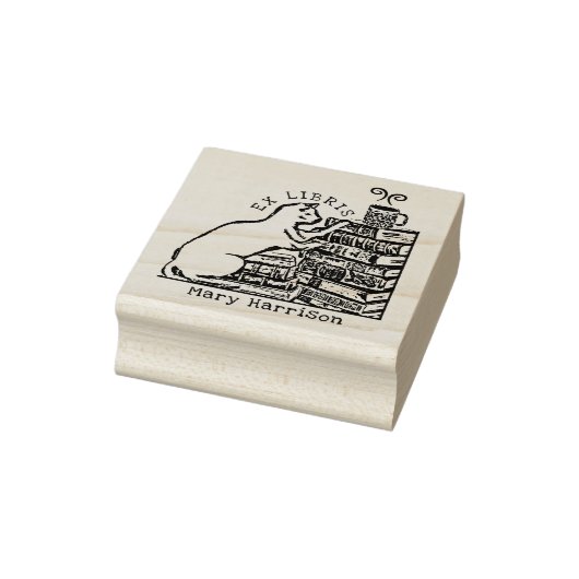 Custom Ex Libris,  Schattige Kattenboek Rubberstempel (Stempel)
