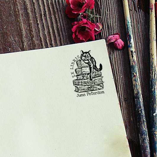 Custom Ex Libris, Schattige Kattenboek Rubberstempel
