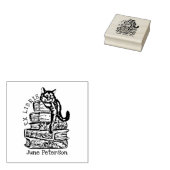 Custom Ex Libris, Schattige Kattenboek Rubberstempel (Gestempeld)