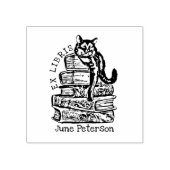 Custom Ex Libris, Schattige Kattenboek Rubberstempel (Afrduk)