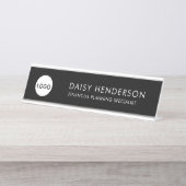Custom Executive Desk Name Plate with Logo – Bureau Naambordje (Voorkant)