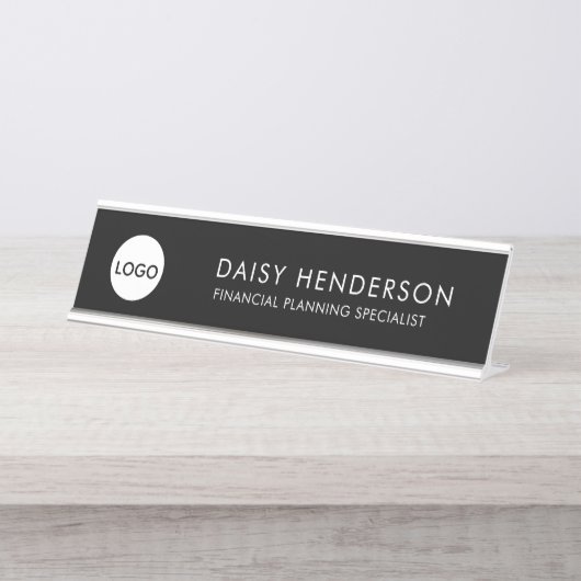 Custom Executive Desk Name Plate with Logo – Bureau Naambordje (Voorkant)