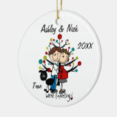 Custom Expectant Couple With Dog Ornament (Links)