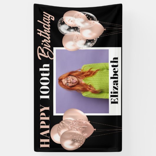 Custom Extra Groot Roos Goud Gepersonaliseerd Verj Spandoek (Verticaal)