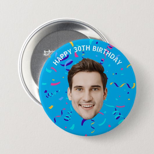 Custom Face 10th 20th 30th 40th 50th 60th Birthday Ronde Button 7,6 Cm (Voorkant /achterkant)