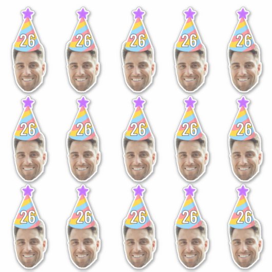 Custom Face 20th 30th 40th 50th 60th 70th Birthday Sticker (Voorkant)