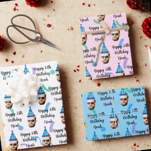 Custom Face 20th 30th 40th 50th 60th 70th Verjaard Inpakpapier Vel