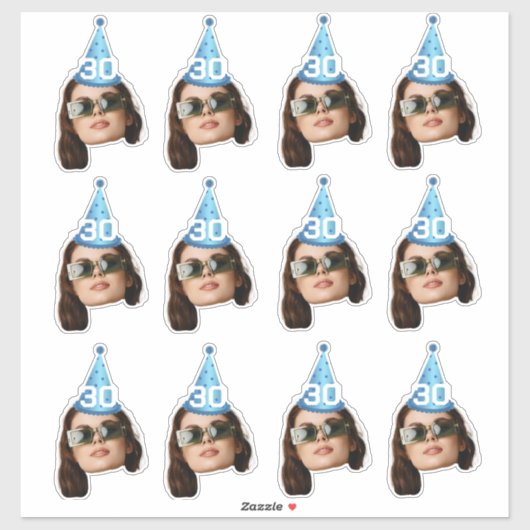 Custom Face 20th 30th 40th 50th 60th 70th Verjaard Sticker (Vel)