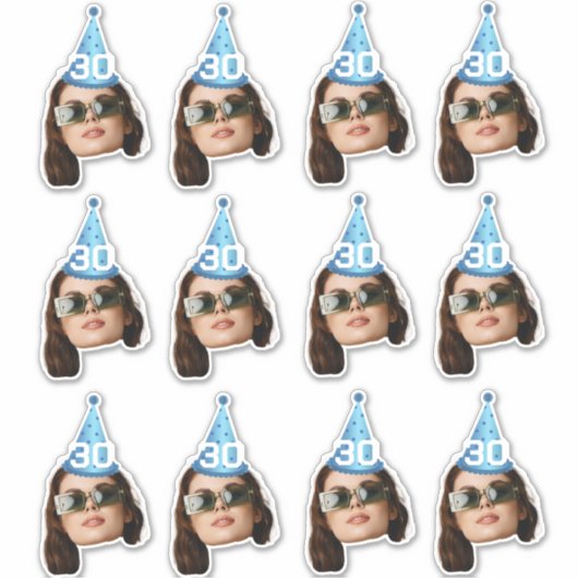 Custom Face 20th 30th 40th 50th 60th 70th Verjaard Sticker (Voorkant)